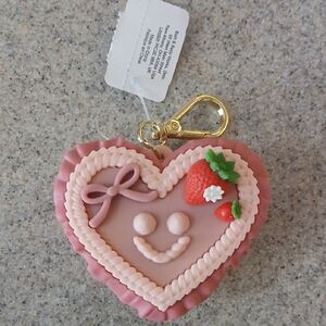 Bath & Body Works Pink Heart Keychain with Strawberry Design
